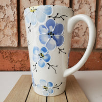 Tall ceramic mug - Blue blossoms (set of 2)