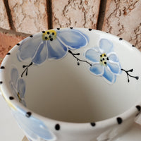 Tall ceramic mug - Blue blossoms (set of 2)